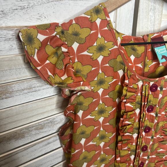 MATILDA JANE Women's Character Counts Orange Floral Mini Dress Small Retro Boho - Picture 9 of 15